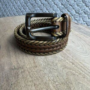 Handwoven Leather Belt With Two Tone tan‎ brown braided belt with Size 34